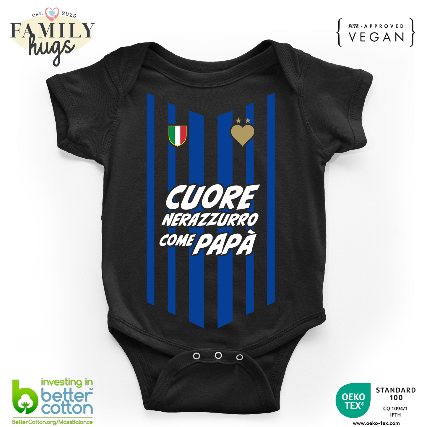 body neonato -cuore neroazzurro come papa