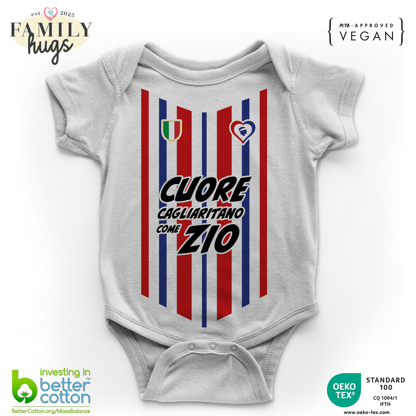 body neonato -cuore cagliaritano come zio