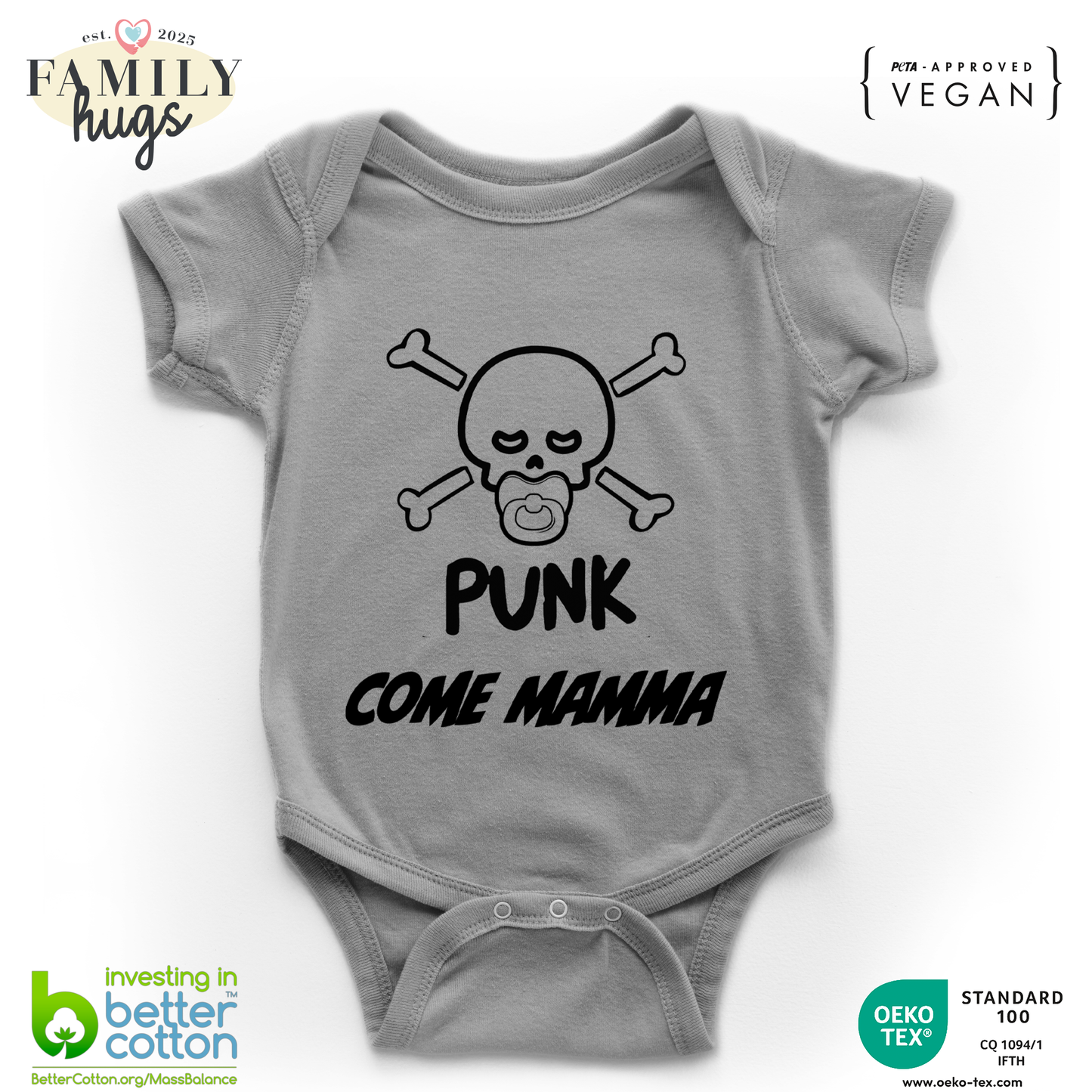 body neonato -punk baby scheletro come mamma