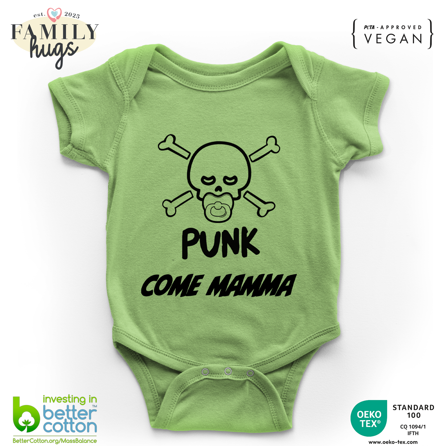 body neonato -punk baby scheletro come mamma