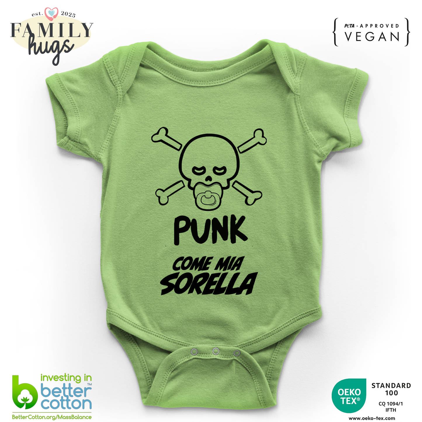 body neonato -punk baby scheletro come mia sorella