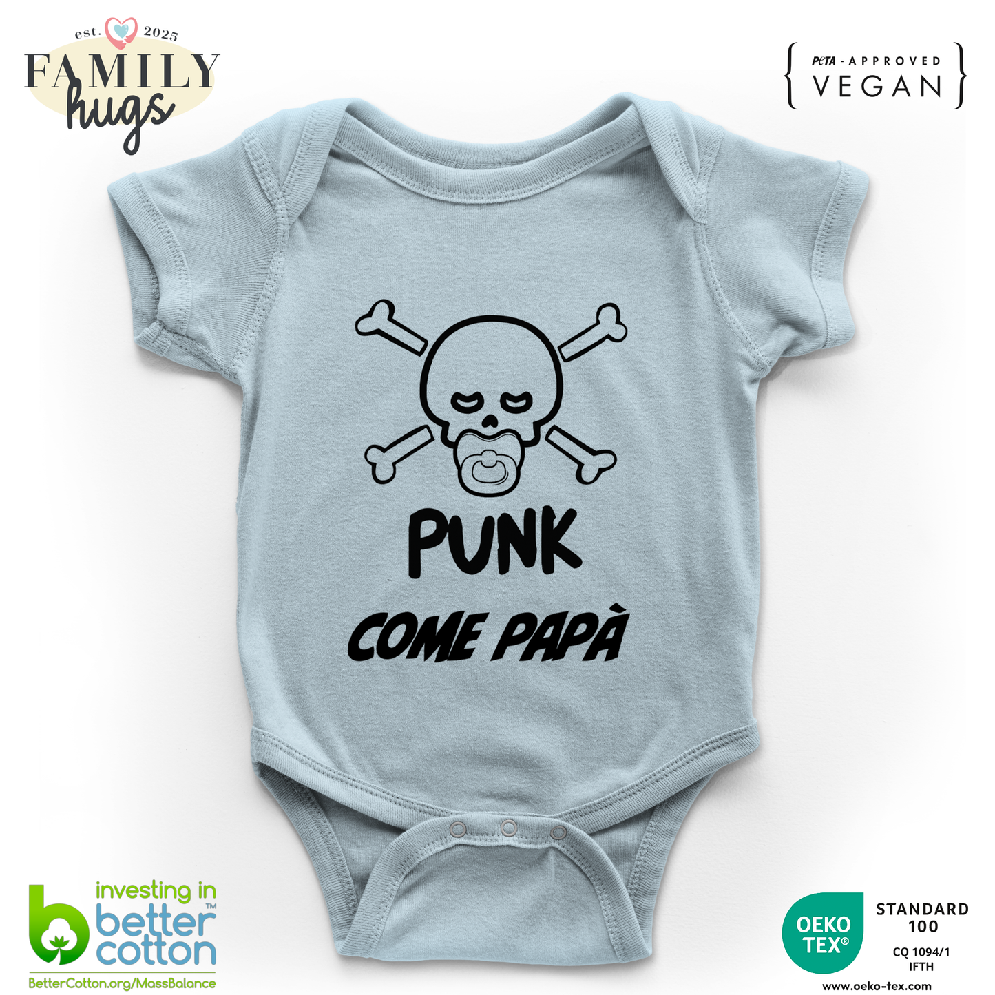 body neonato -punk baby scheletro come mio padre