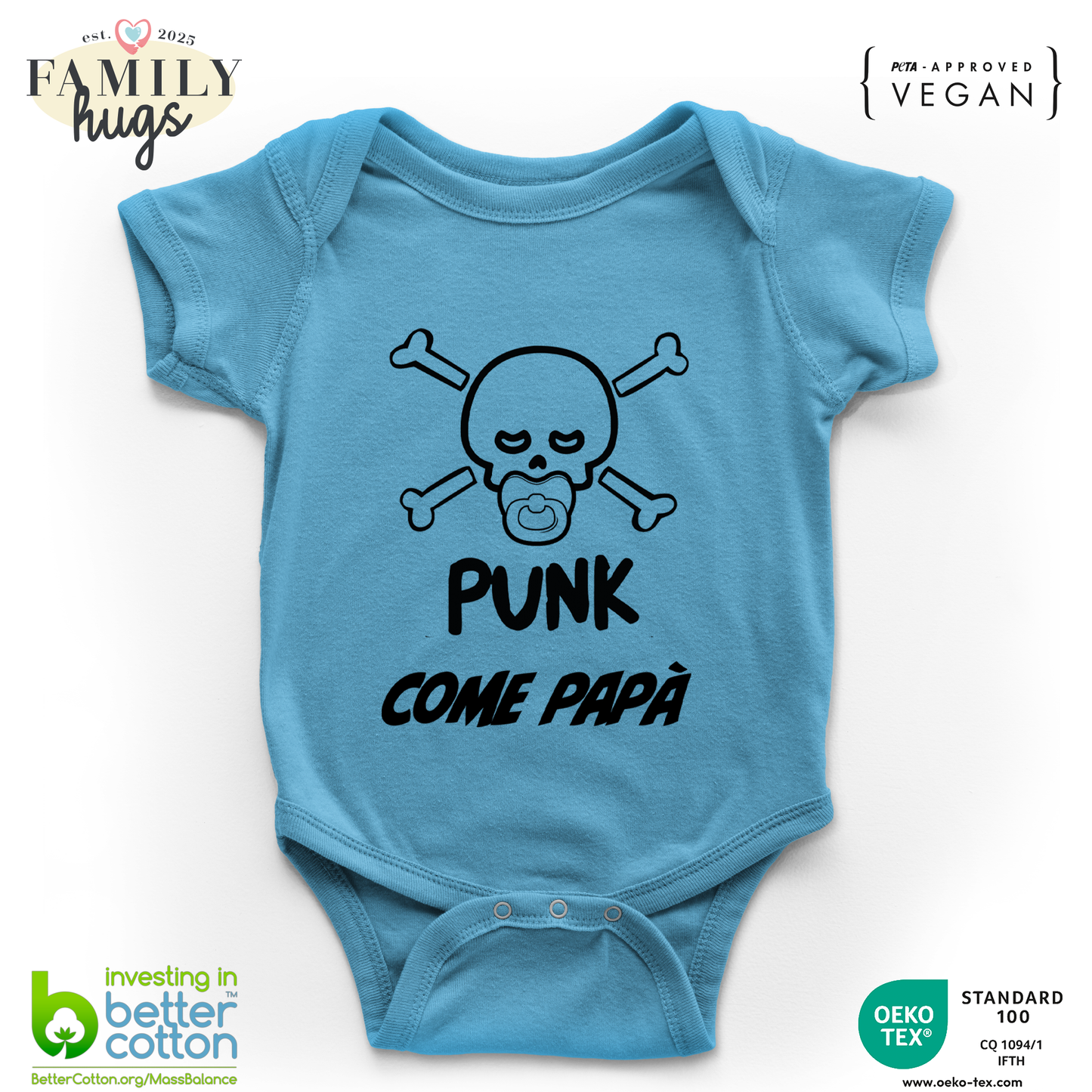body neonato -punk baby scheletro come mio padre