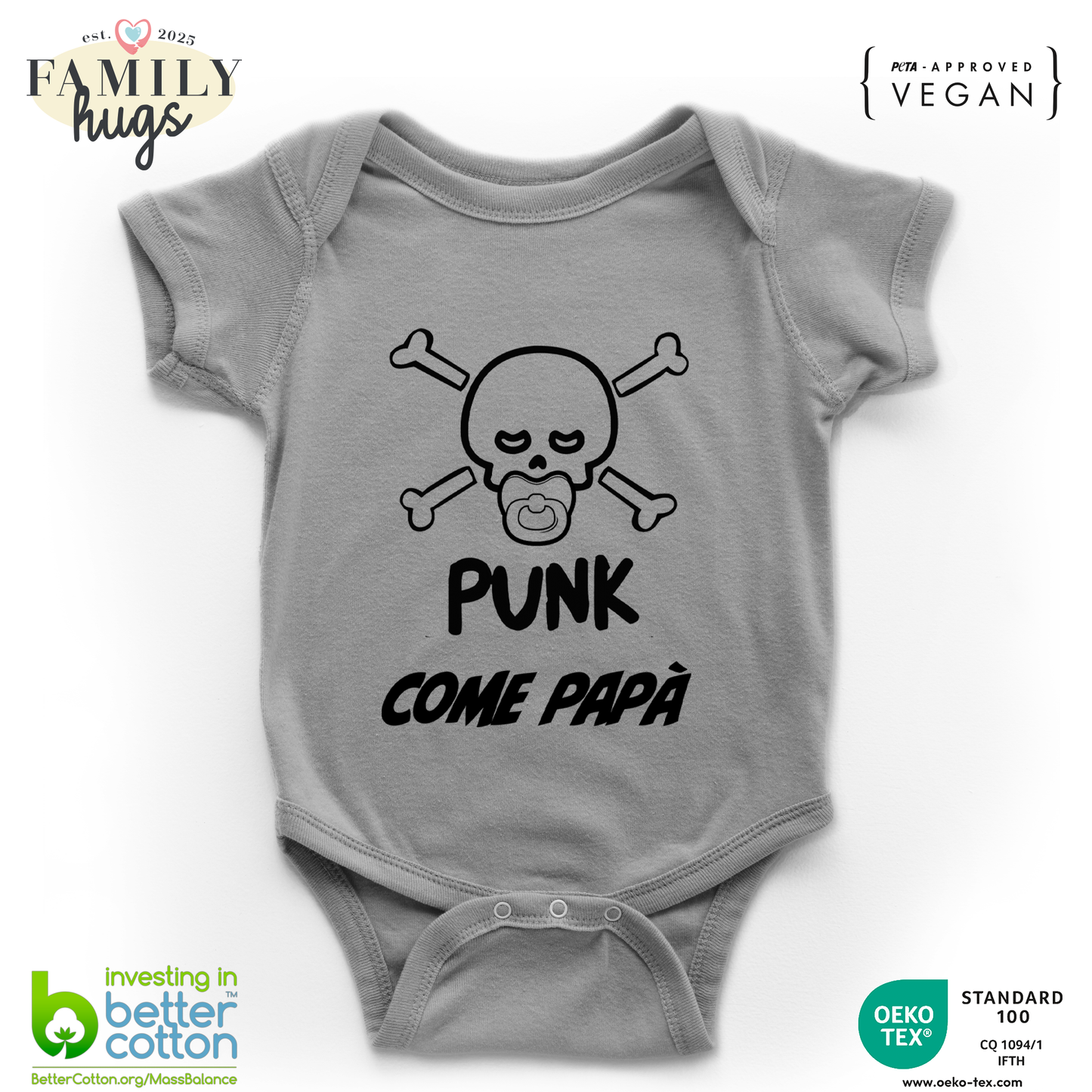 body neonato -punk baby scheletro come mio padre