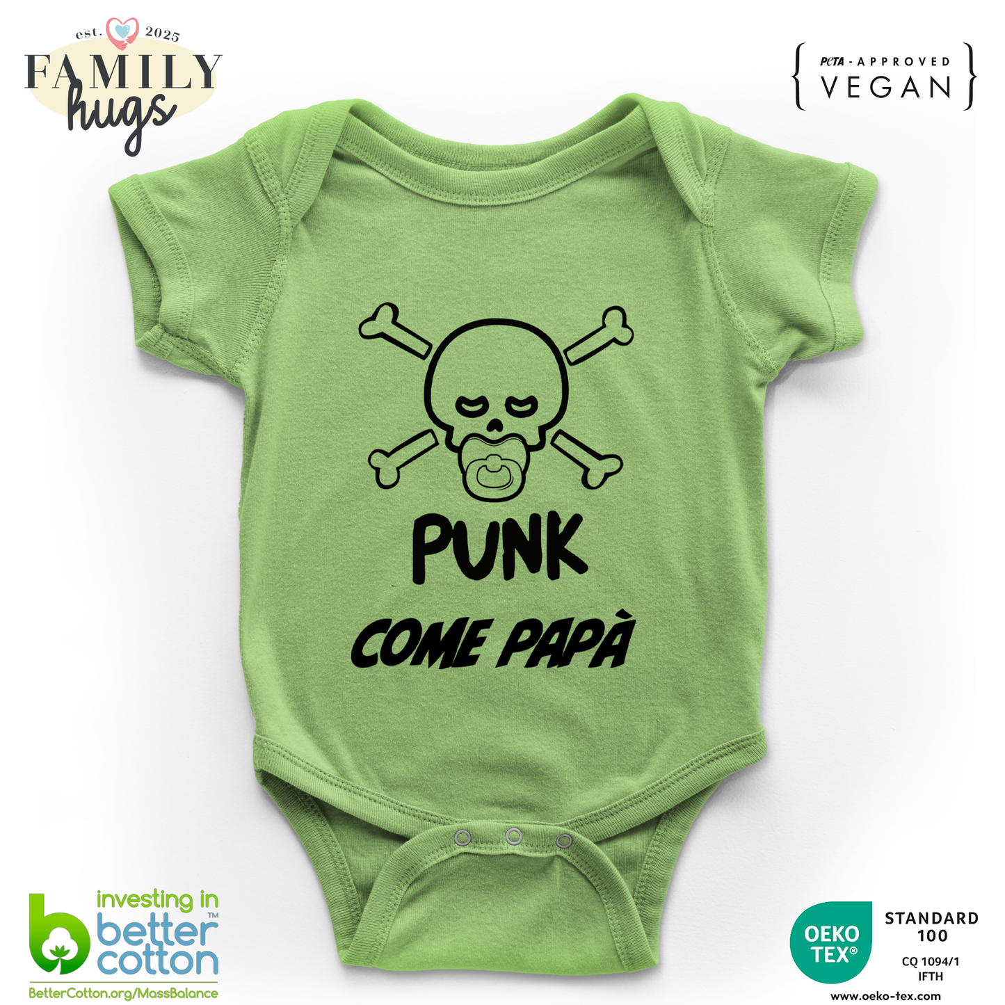 body neonato -punk baby scheletro come mio padre