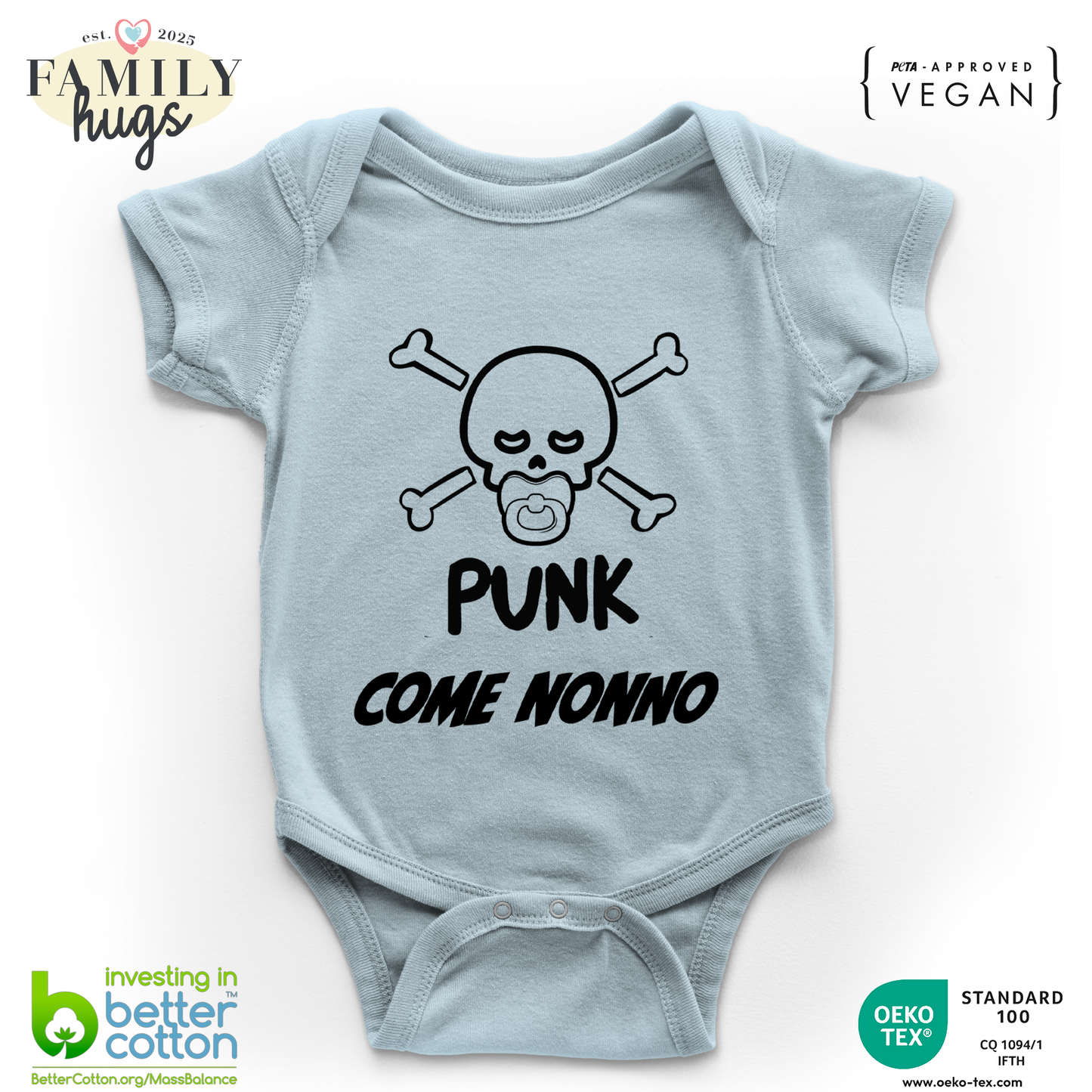 body neonato -punk baby scheletro come nonno