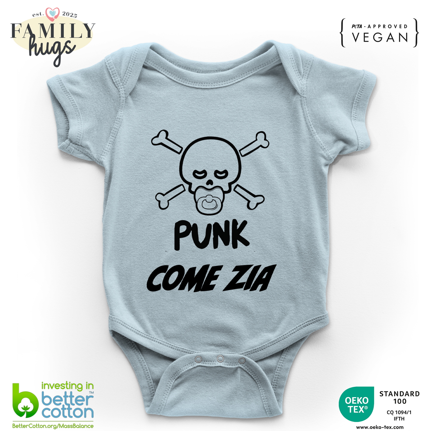 body neonato -punk baby scheletro come zia