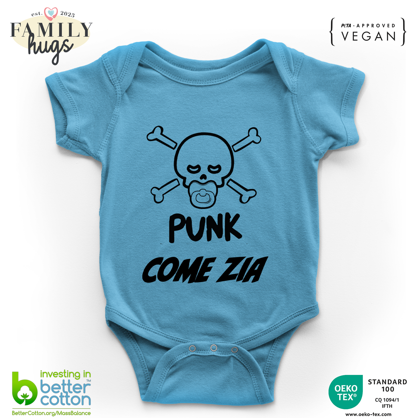 body neonato -punk baby scheletro come zia