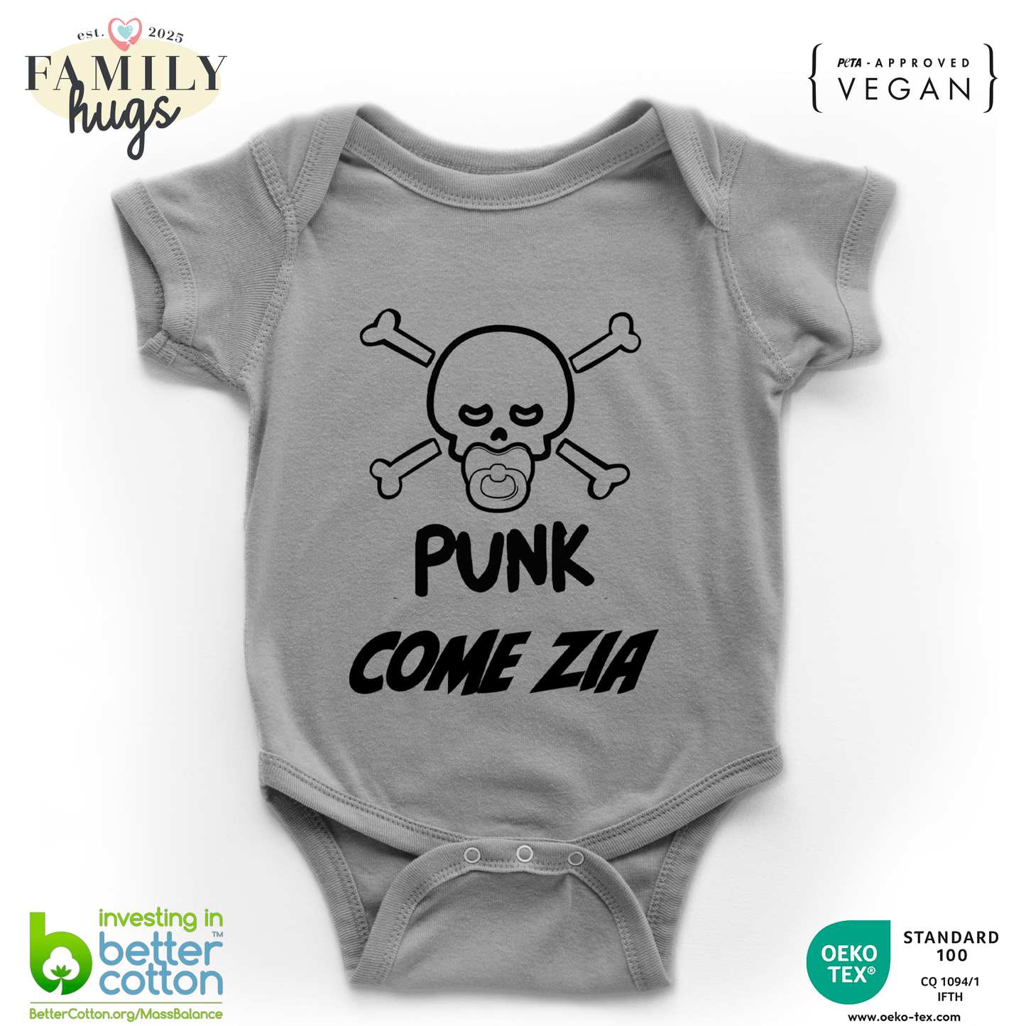body neonato -punk baby scheletro come zia