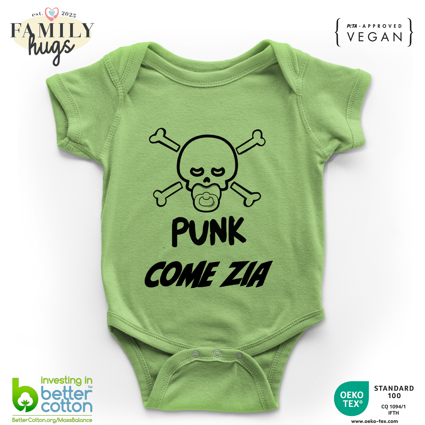 body neonato -punk baby scheletro come zia