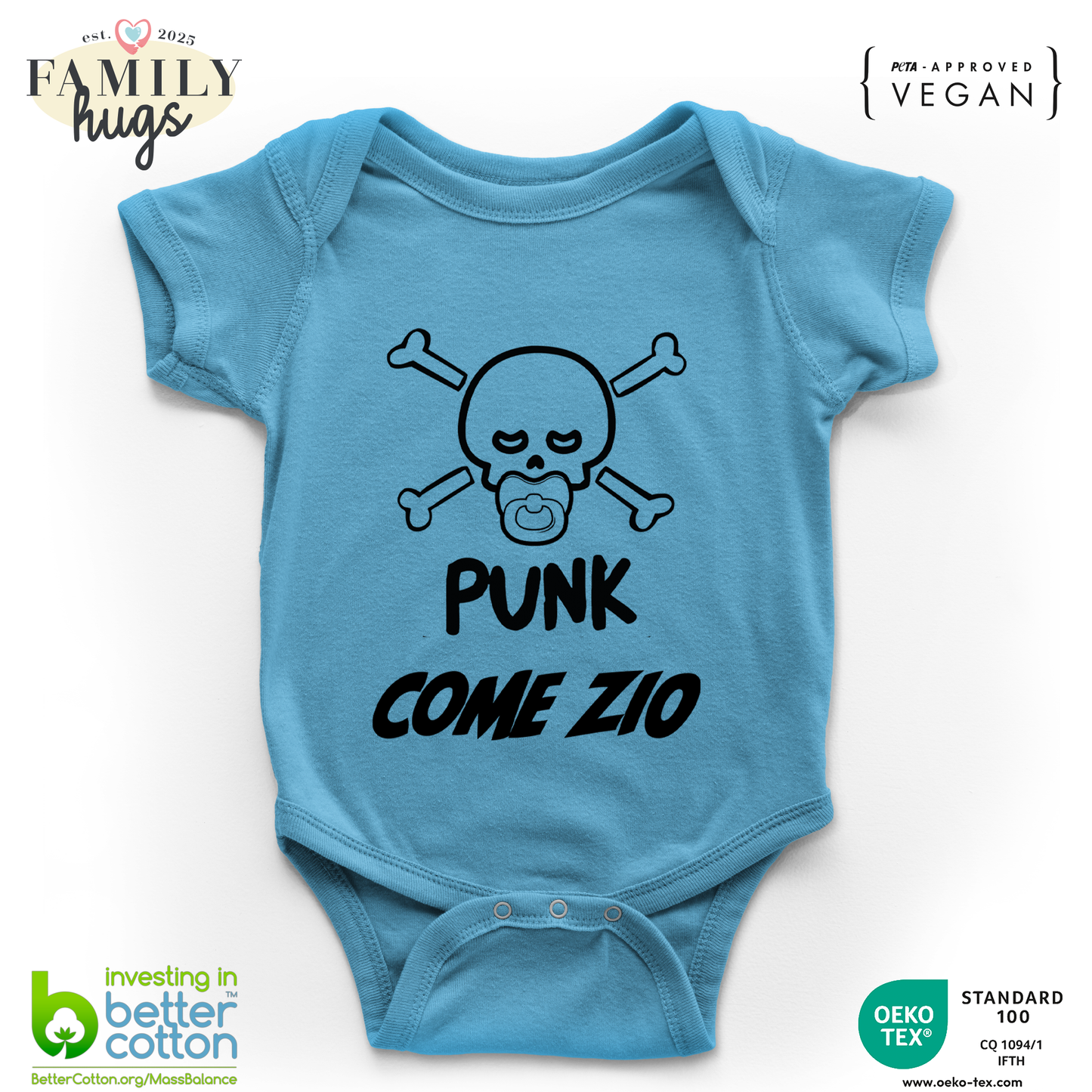 body neonato -punk baby scheletro come zio