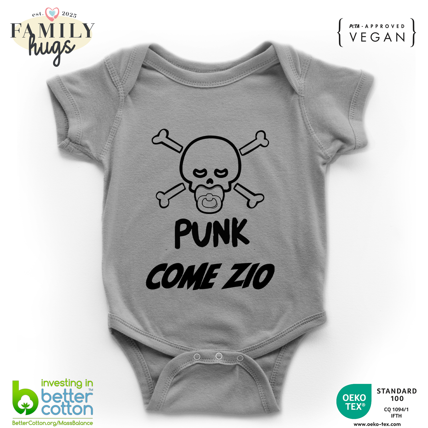 body neonato -punk baby scheletro come zio