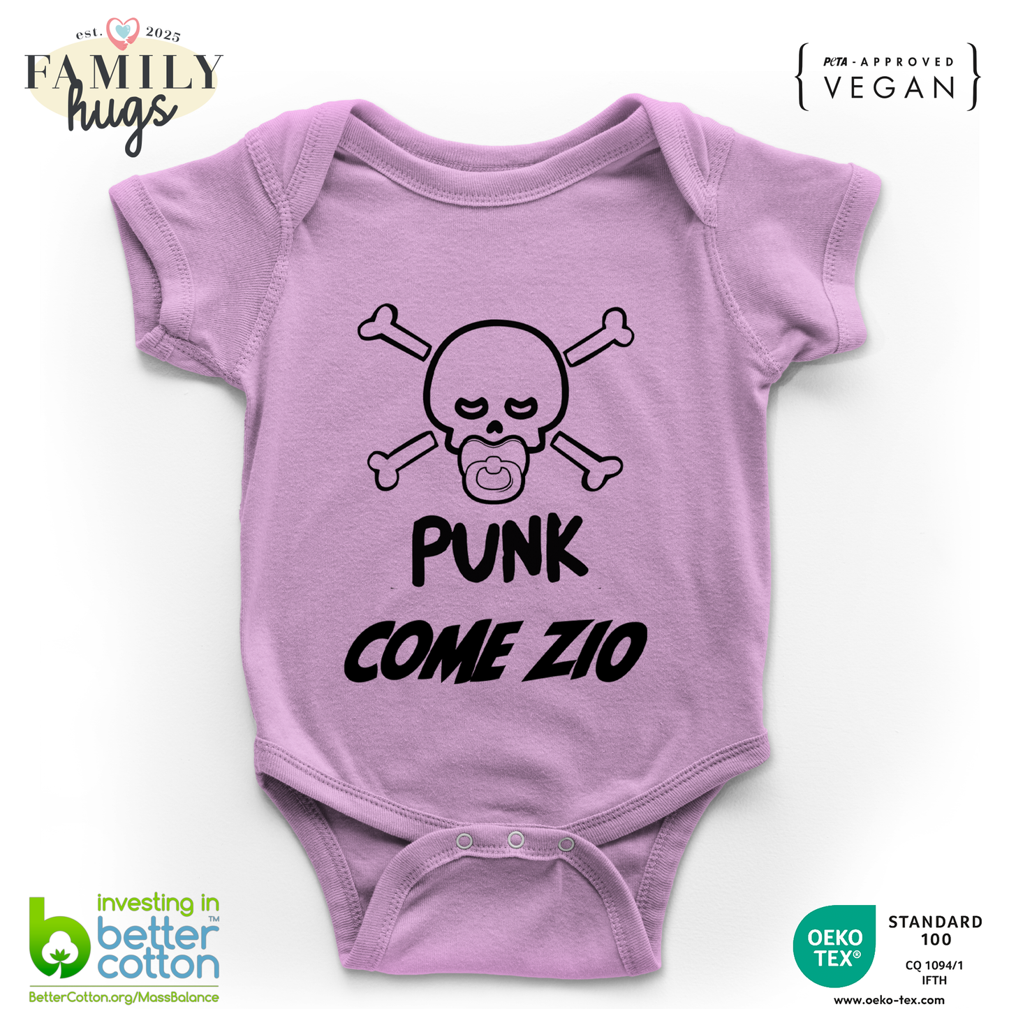 body neonato -punk baby scheletro come zio