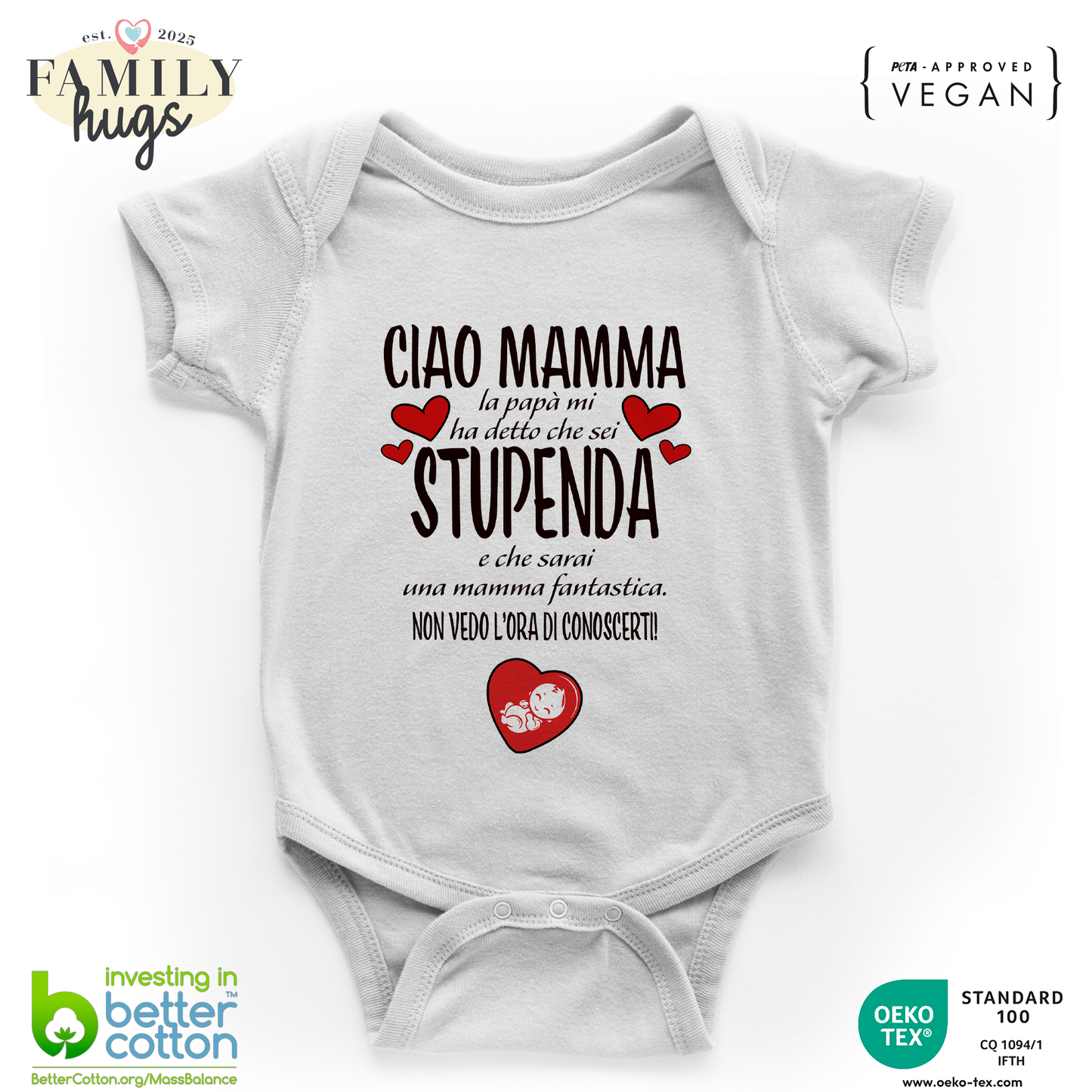 body neonato - ciao mamma papa mi ha detto che sei stupenda e che sarai una mamma fantastica non vedo l ora di conoscerti