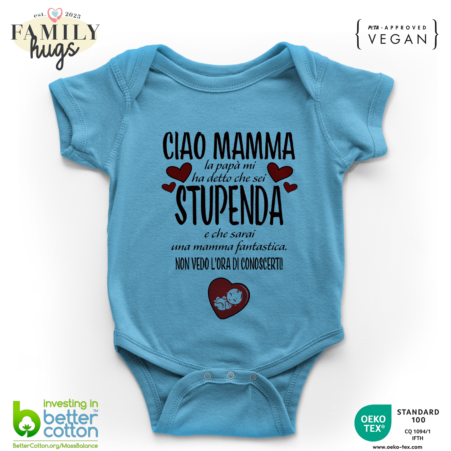 body neonato - ciao mamma papa mi ha detto che sei stupenda e che sarai una mamma fantastica non vedo l ora di conoscerti
