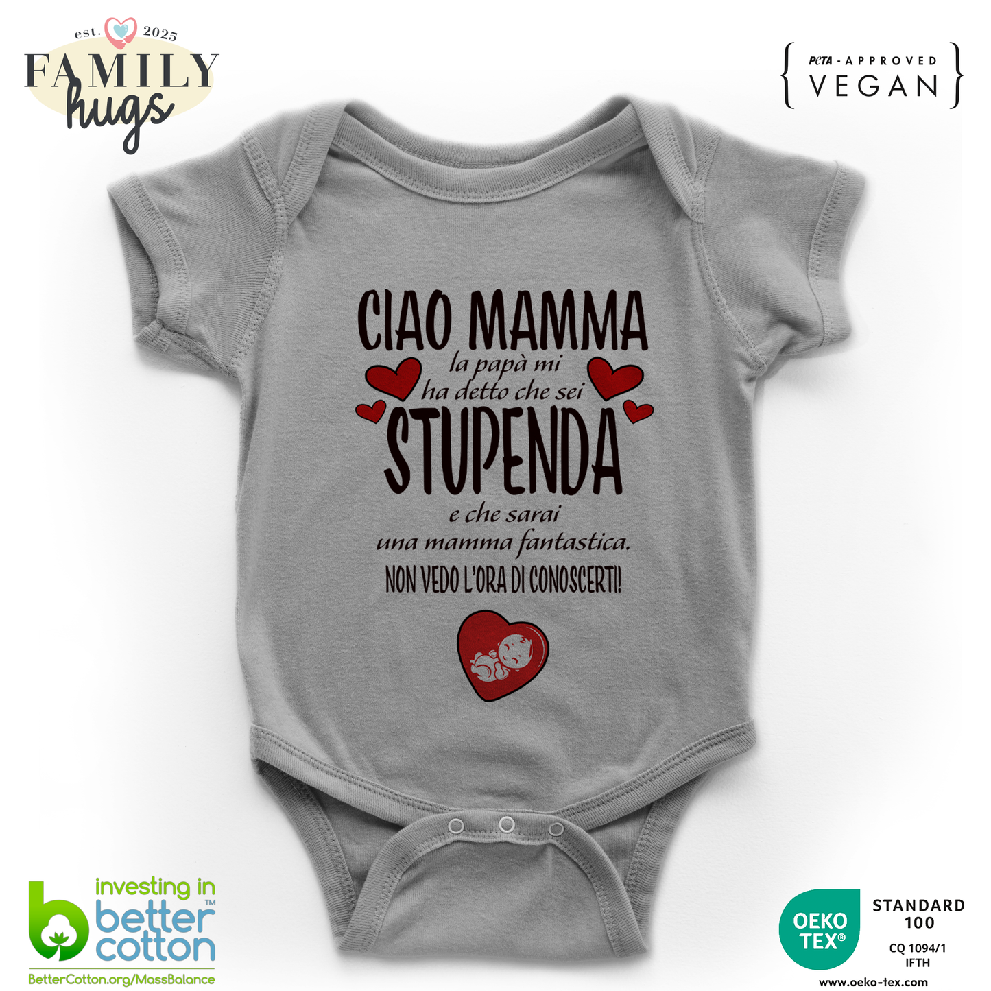 body neonato - ciao mamma papa mi ha detto che sei stupenda e che sarai una mamma fantastica non vedo l ora di conoscerti