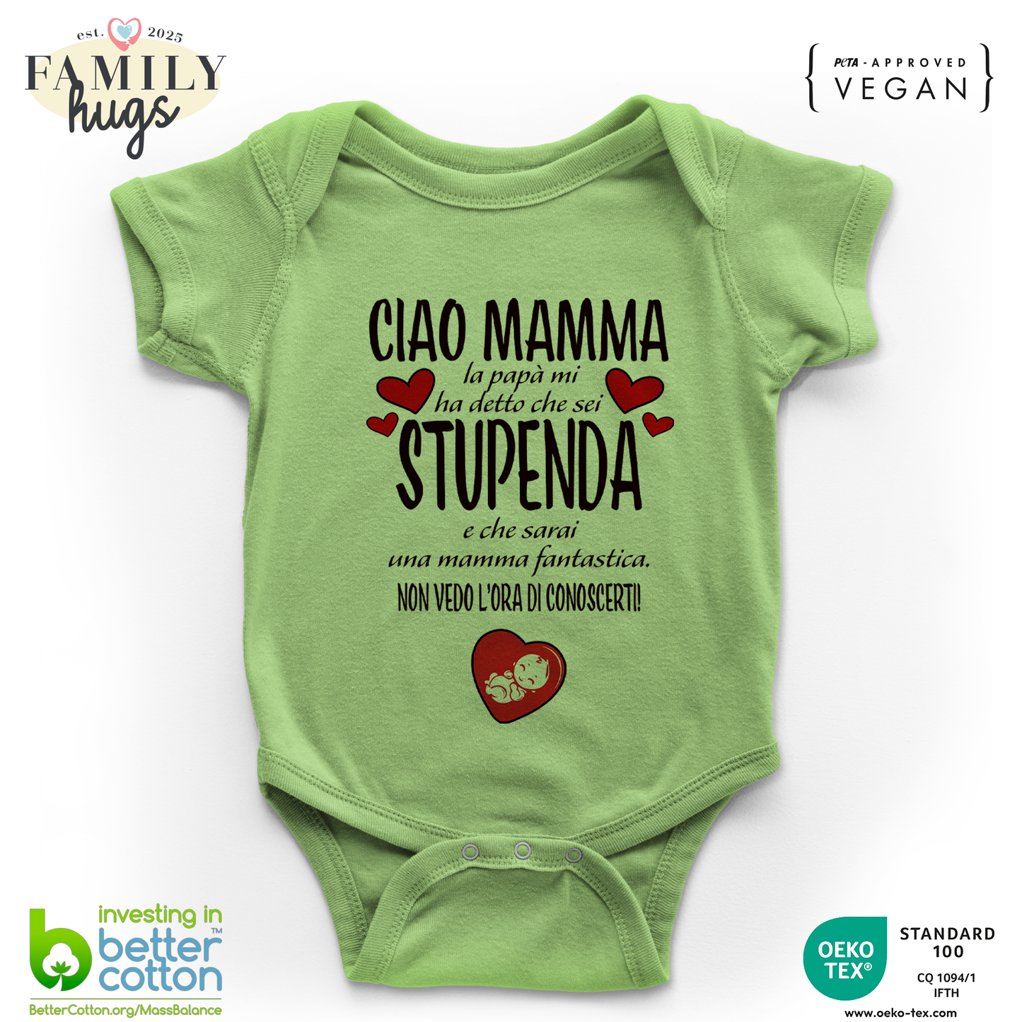 body neonato - ciao mamma papa mi ha detto che sei stupenda e che sarai una mamma fantastica non vedo l ora di conoscerti