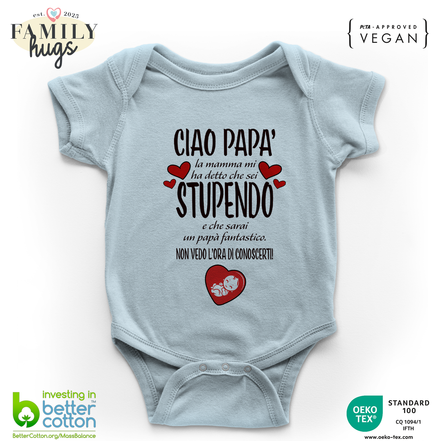 body neonato - ciao papa mamma mi ha detto che sei stupendo e che sarai un papa fantastico non vedo l ora di conoscerti