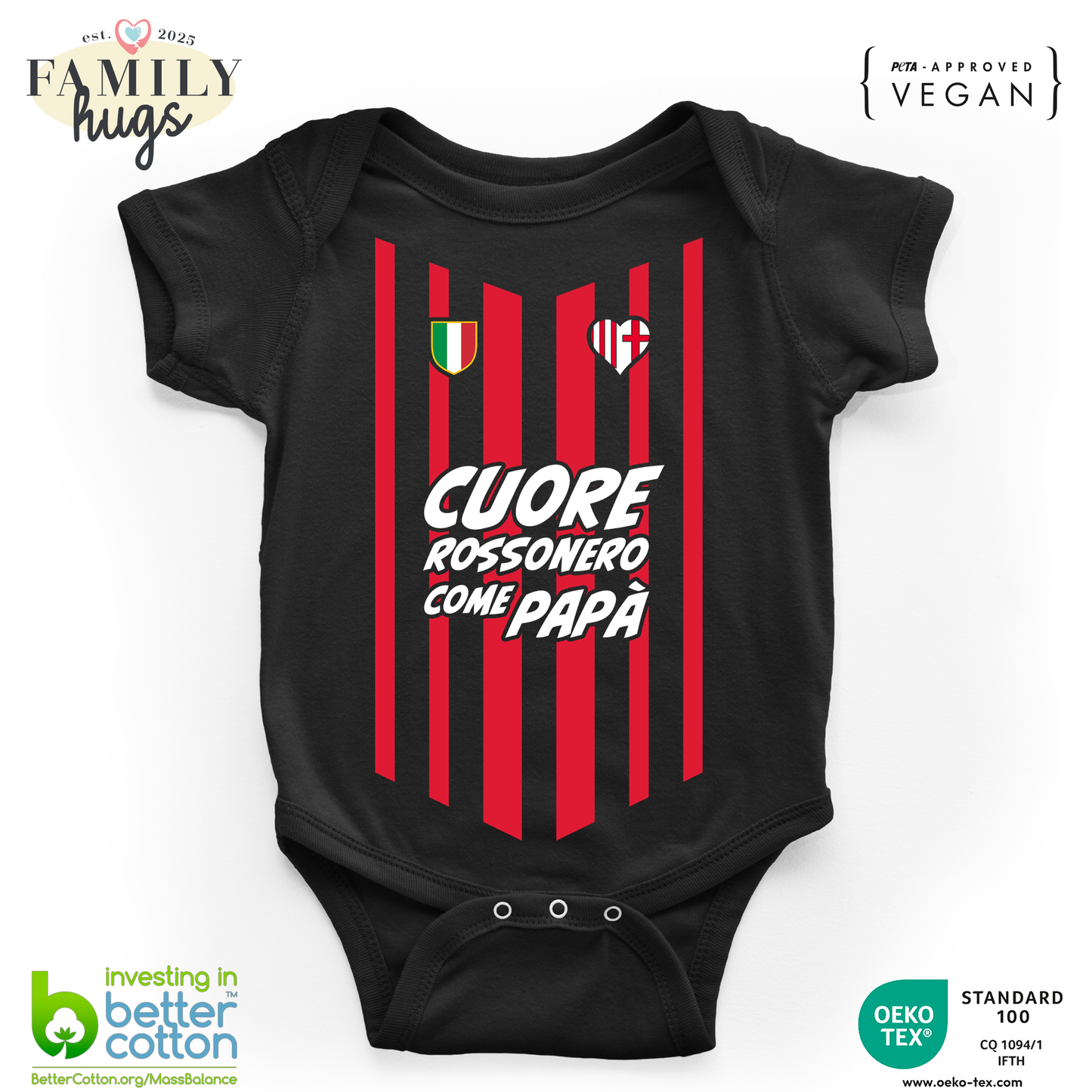 body neonato -cuore rossonero come papa