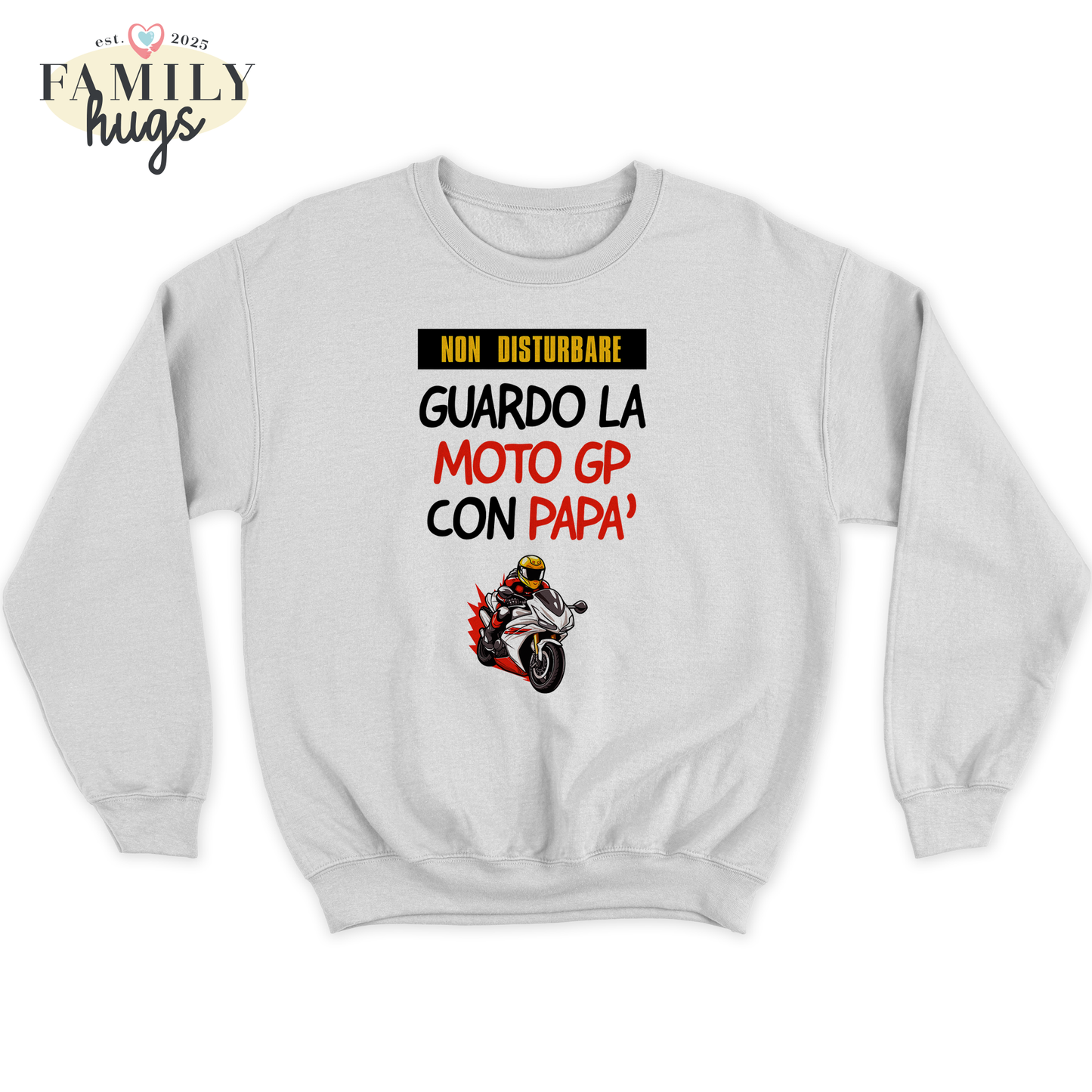 felpa bambino -non disturbare sto gardando il moto ge con mio papa