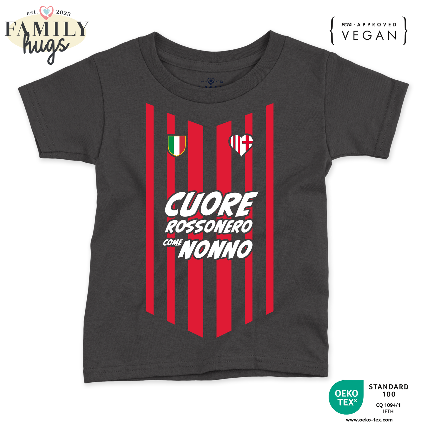 maglietta bambino -cuore rossonero come nonno