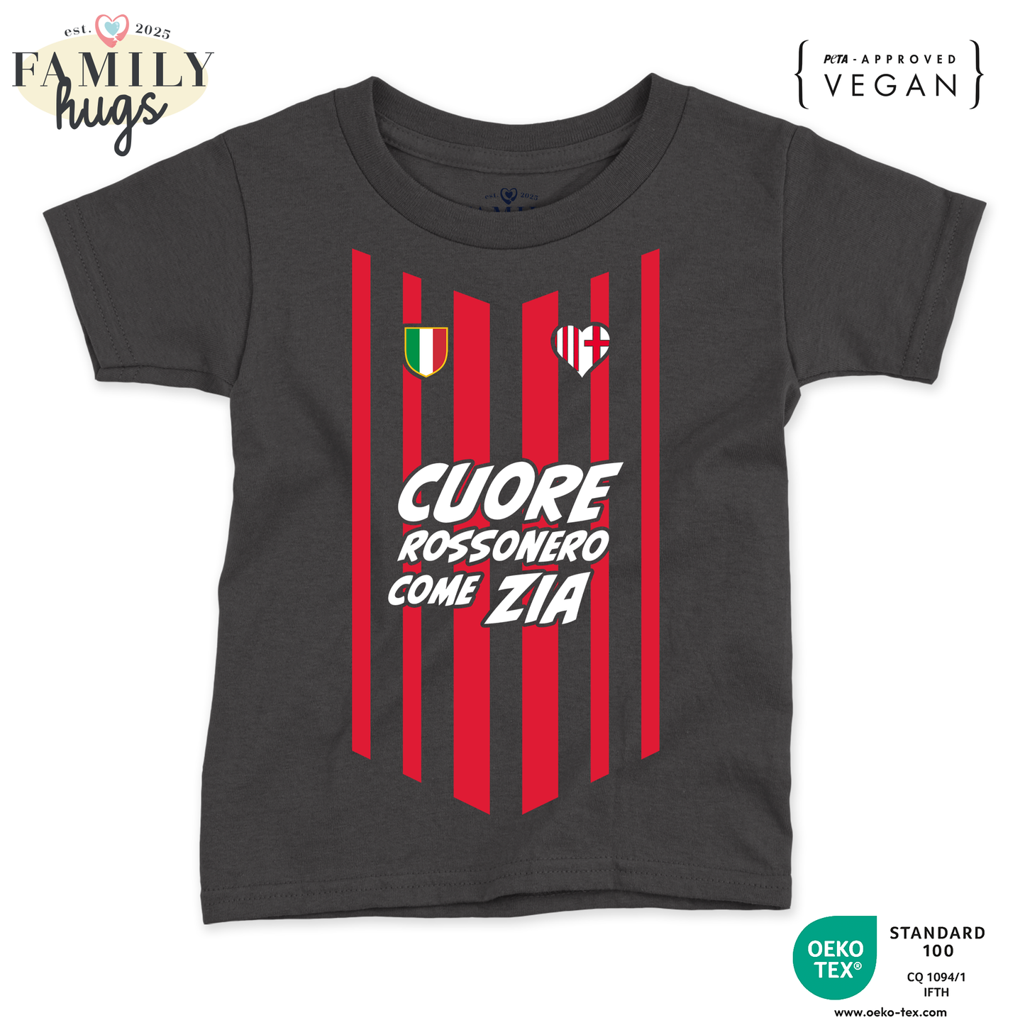 maglietta bambino -cuore rossonero come zia