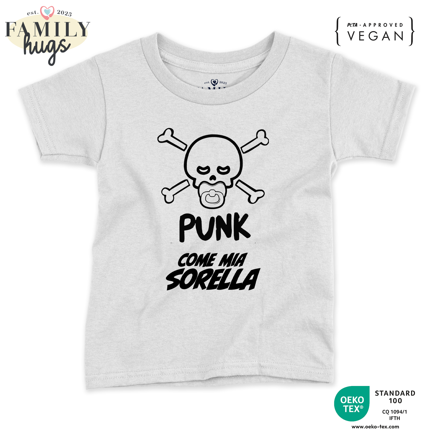 maglietta bambino -punk baby scheletro come mia sorella