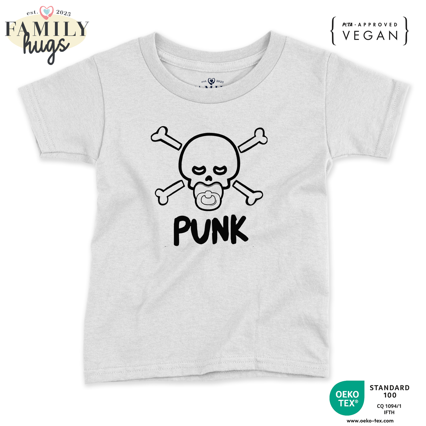 maglietta bambino -punk baby scheletro con ciuccio