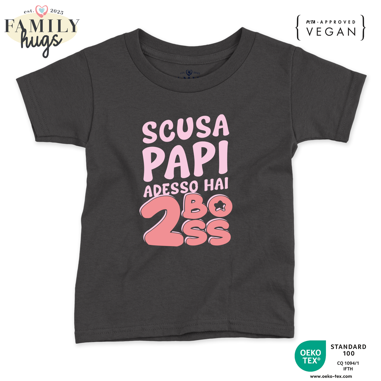 maglietta bambino -scusa papi ora hai due boss