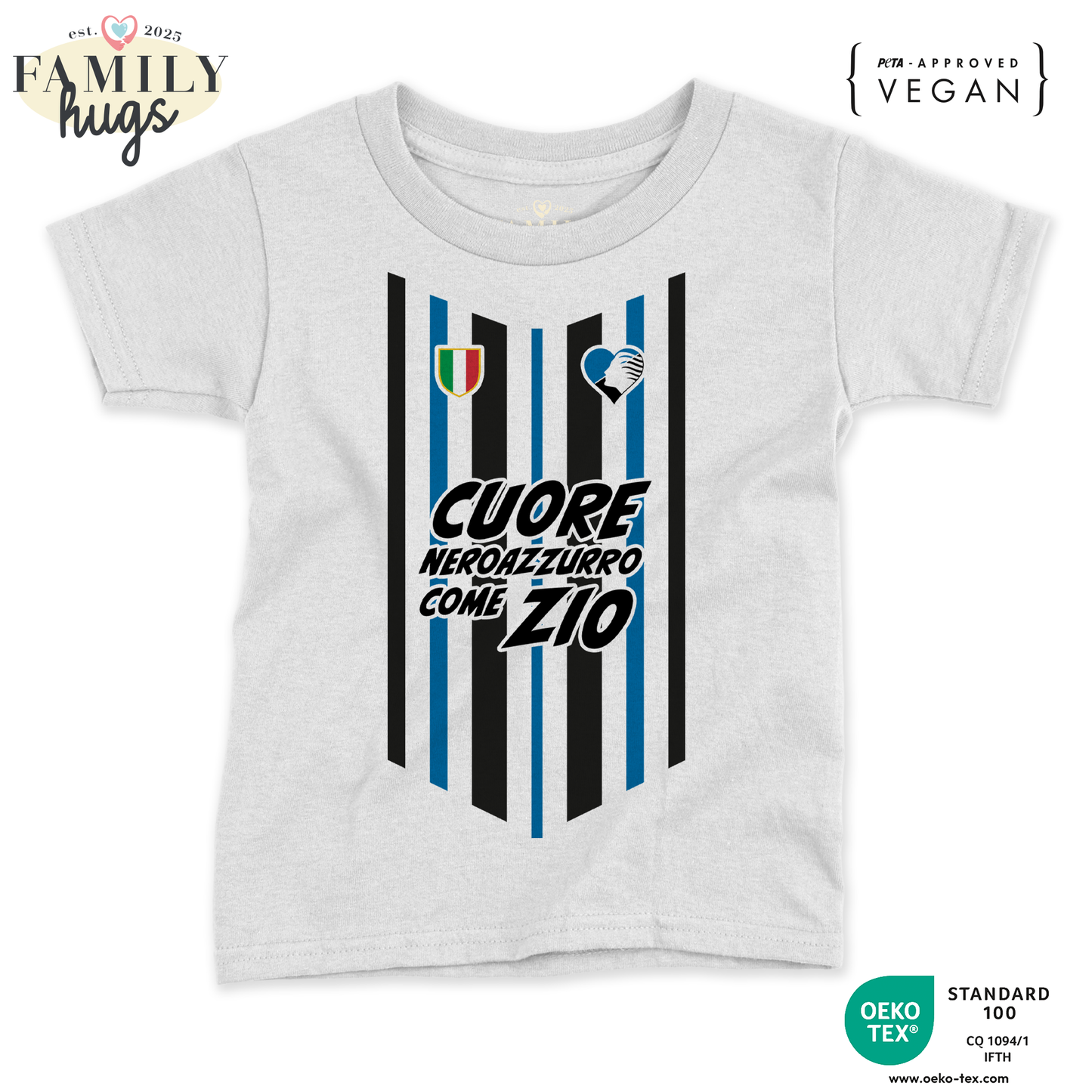 maglietta neonato -cuore neroazzurro come zio dea