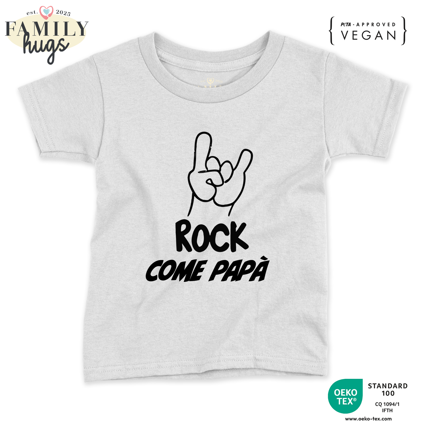 maglietta neonato -rock corna come papa