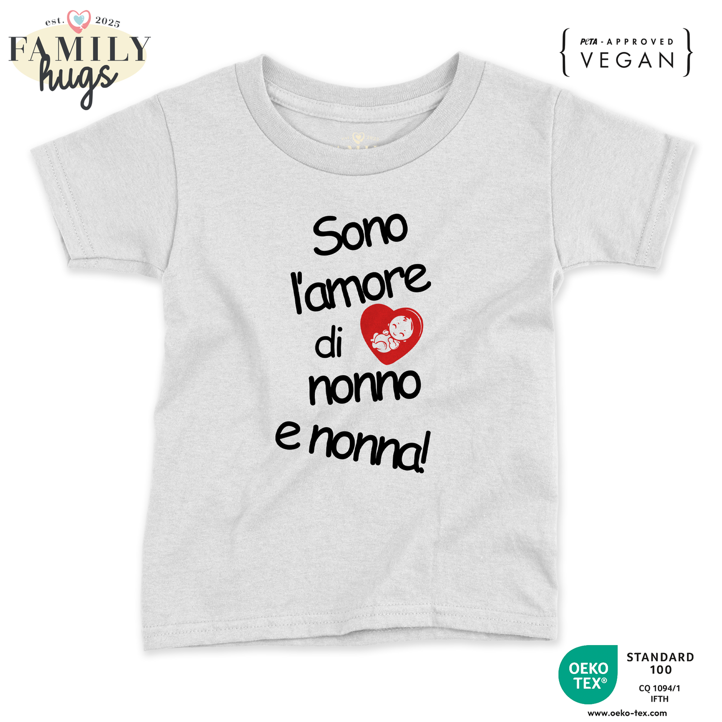 maglietta neonato -solo l amore di nonno e nonna