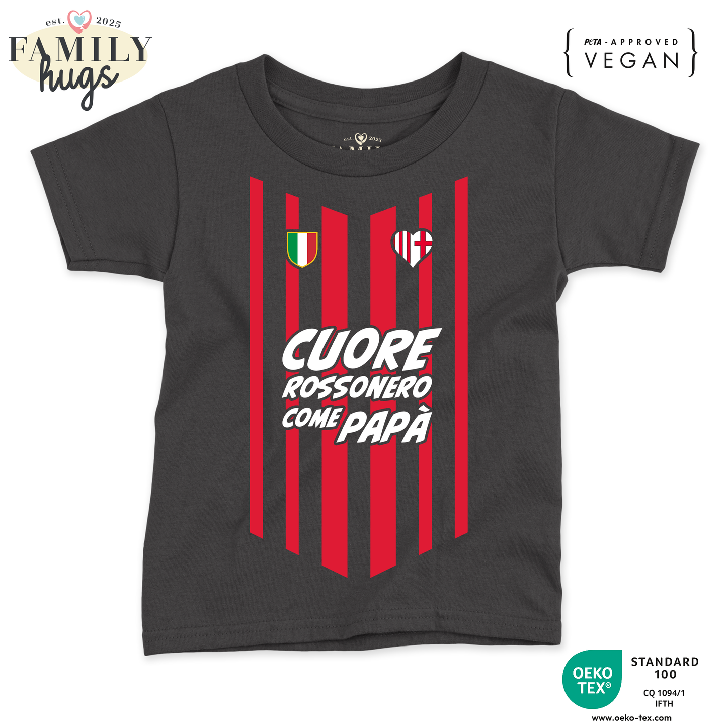 maglietta neonato -cuore rossonero come papa