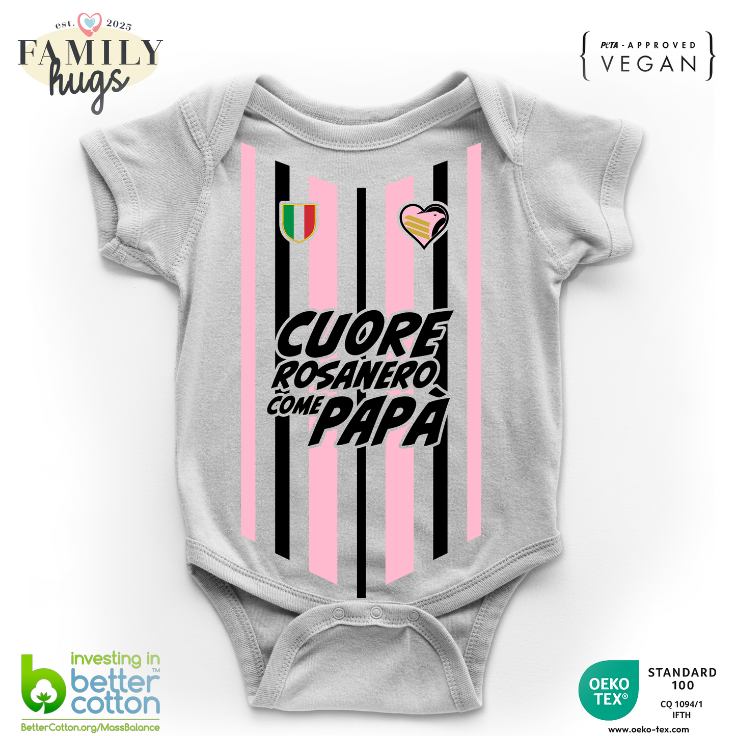 body neonato -cuore rosanero come papà