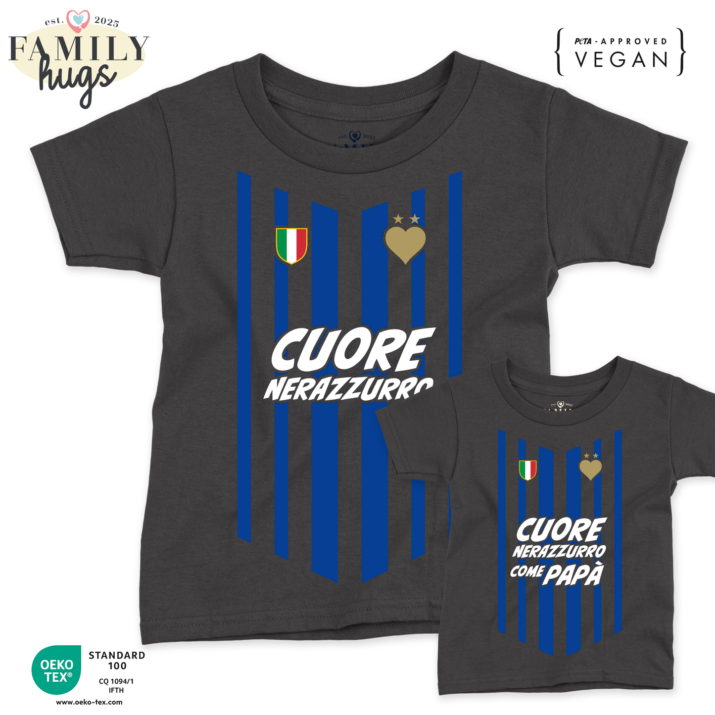 Magliette Papà/Neonato - Cuore nerazzurro come Papà
