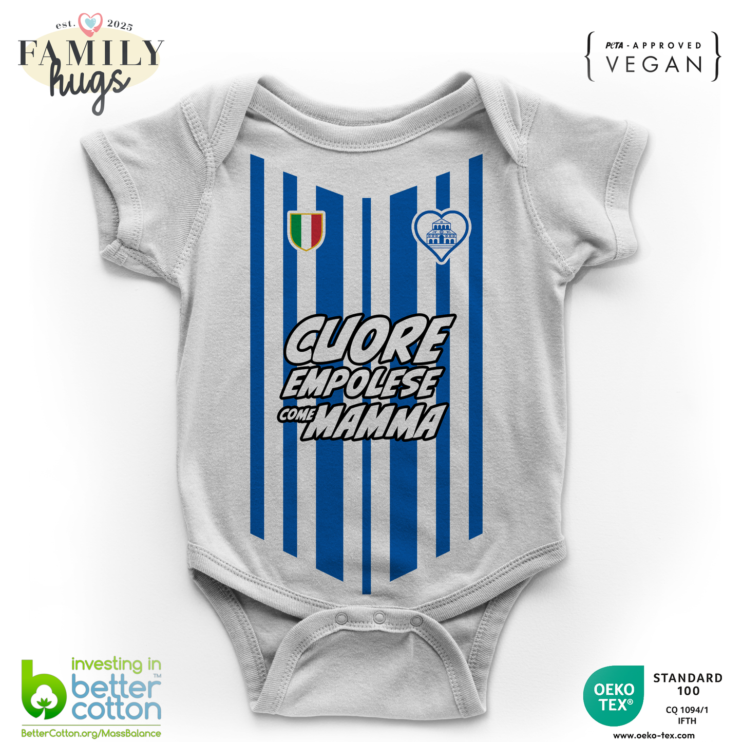 body neonato -cuore empolese azzurro come mamma