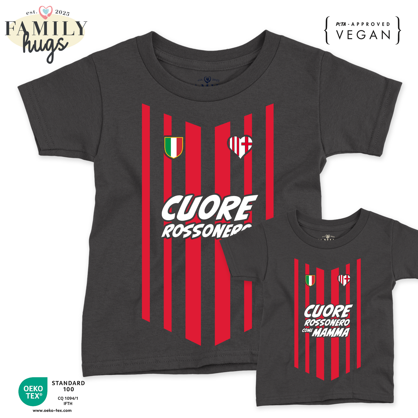Magliette Mamma/Neonato - Cuore rossonero come Mamma