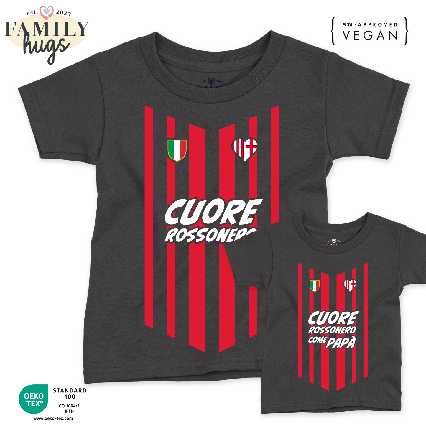 Magliette Papà/Neonato - Cuore rossonero come Papà