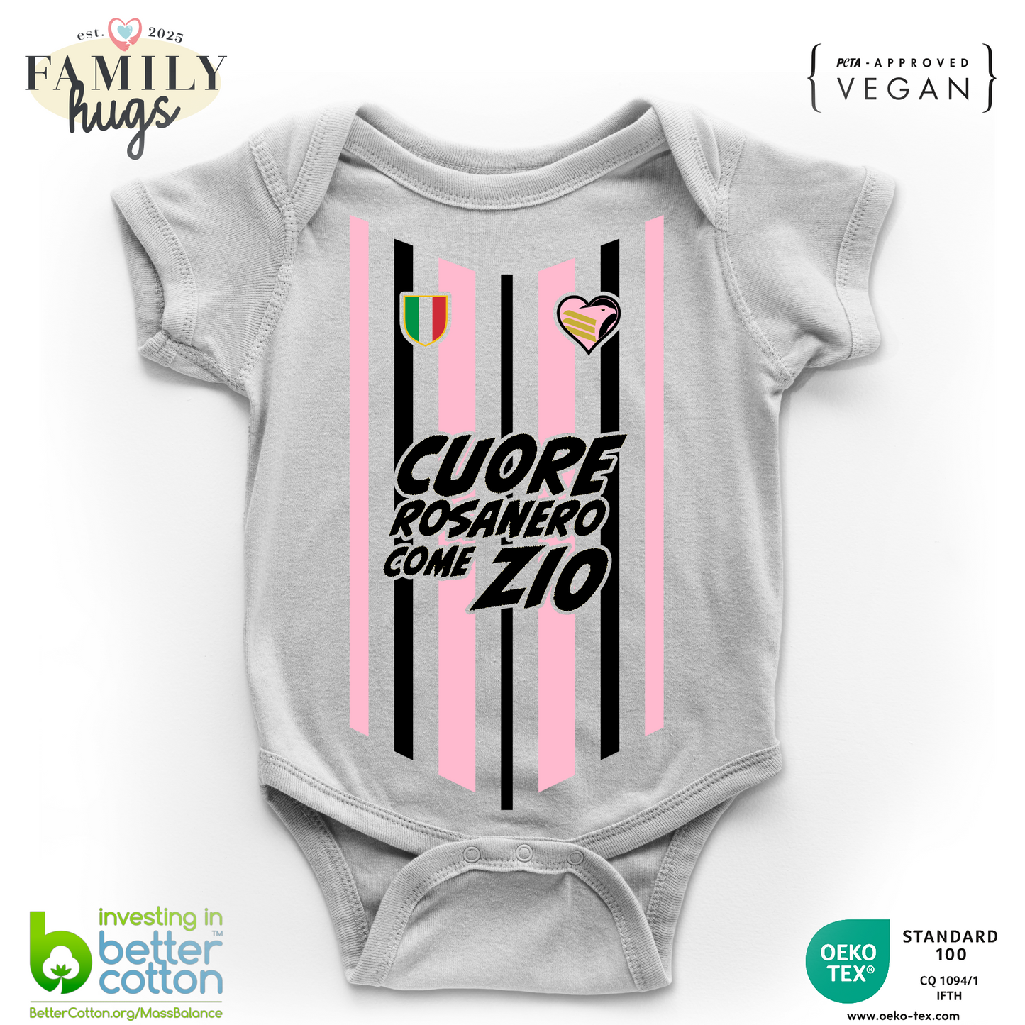 body neonato -cuore rosanero come mamma