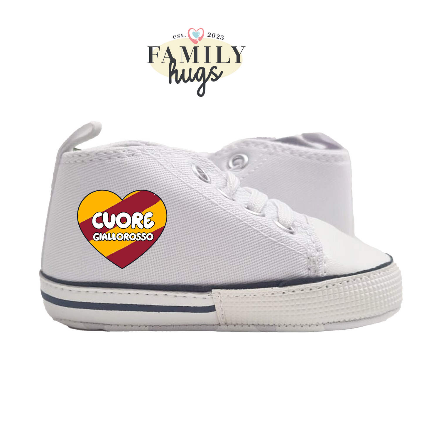 Sneakers Scarpine - cuore giallorosso 0-6 mesi - FamilyHugs.it