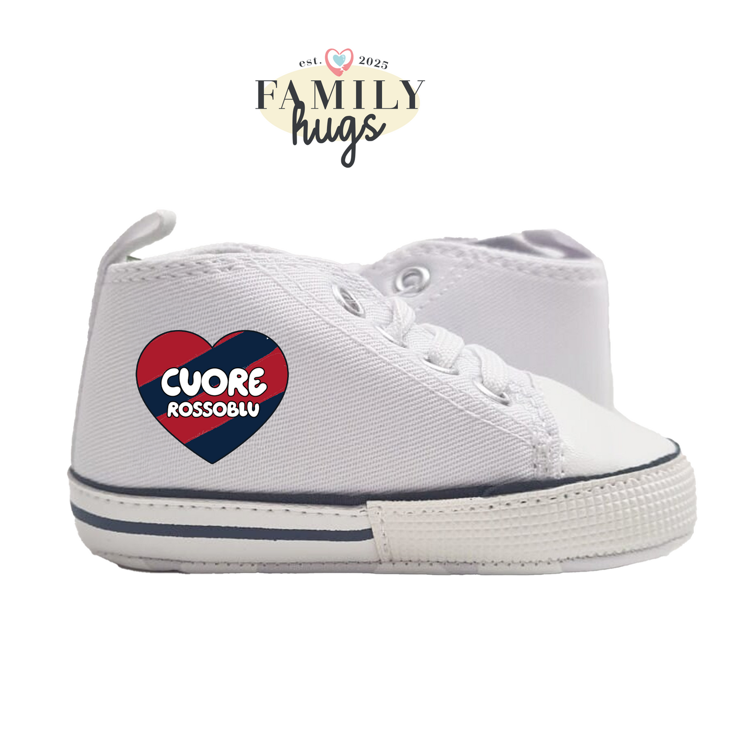 Sneakers Scarpine - cuore rossoblu 0-6 mesi - FamilyHugs.it