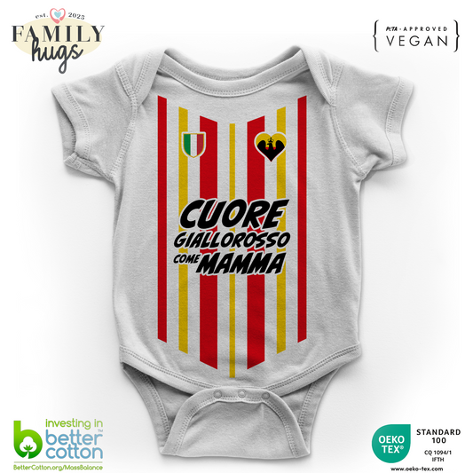 body neonato  -cuore giallorosso come mamma aquilotti