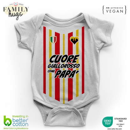 body neonato  -cuore giallorosso come papà aquilotti