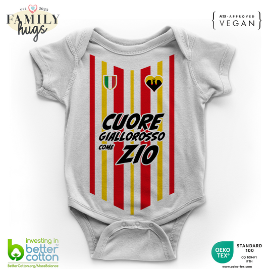 body neonato  -cuore giallorosso come zio aquilotti