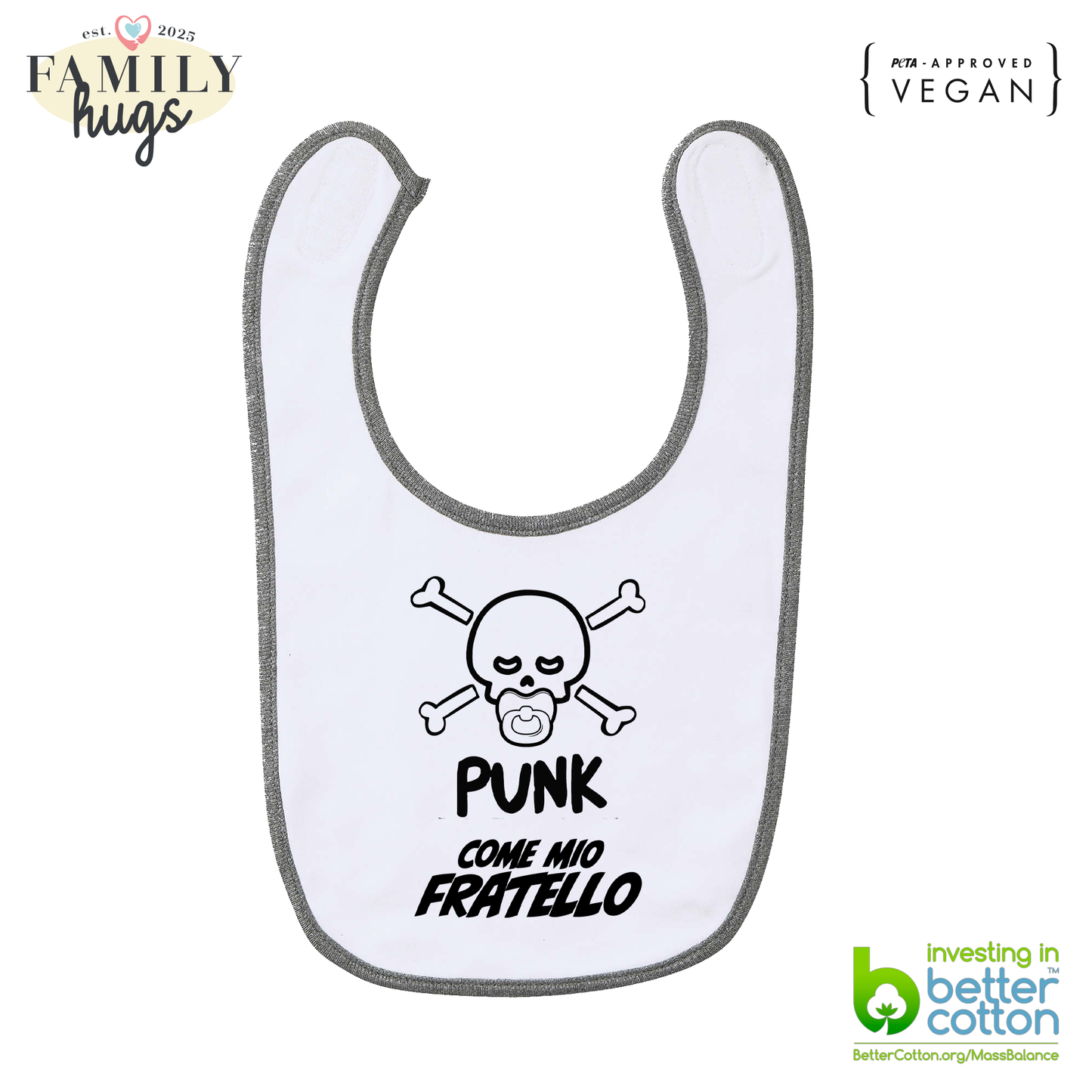 bavaglino -punk baby scheletro come mio fratello