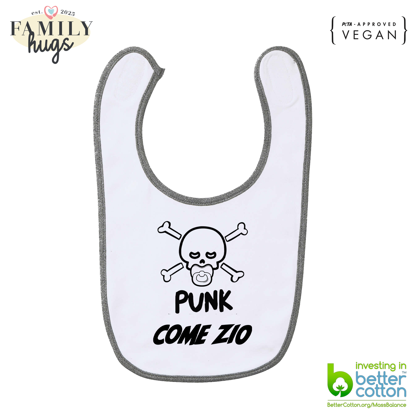 bavaglino -punk baby scheletro come zio