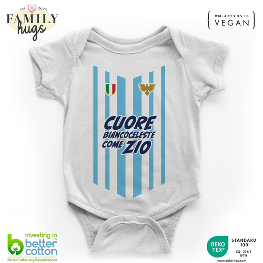 body neonato -cuore biancoceleste come zio