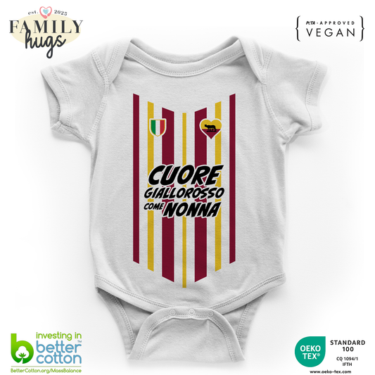 body neonato -cuore giallorosso come nonna