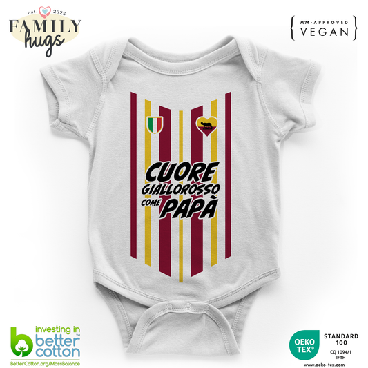 body neonato -cuore giallorosso come papa