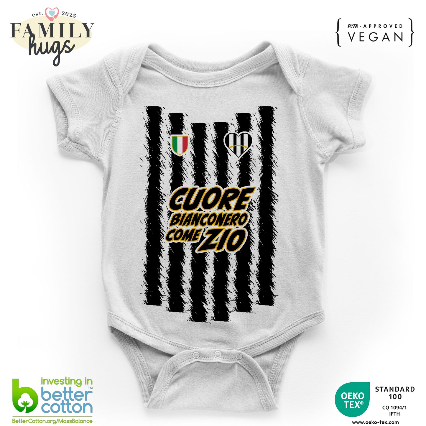 body neonato -cuore bianconero come zio